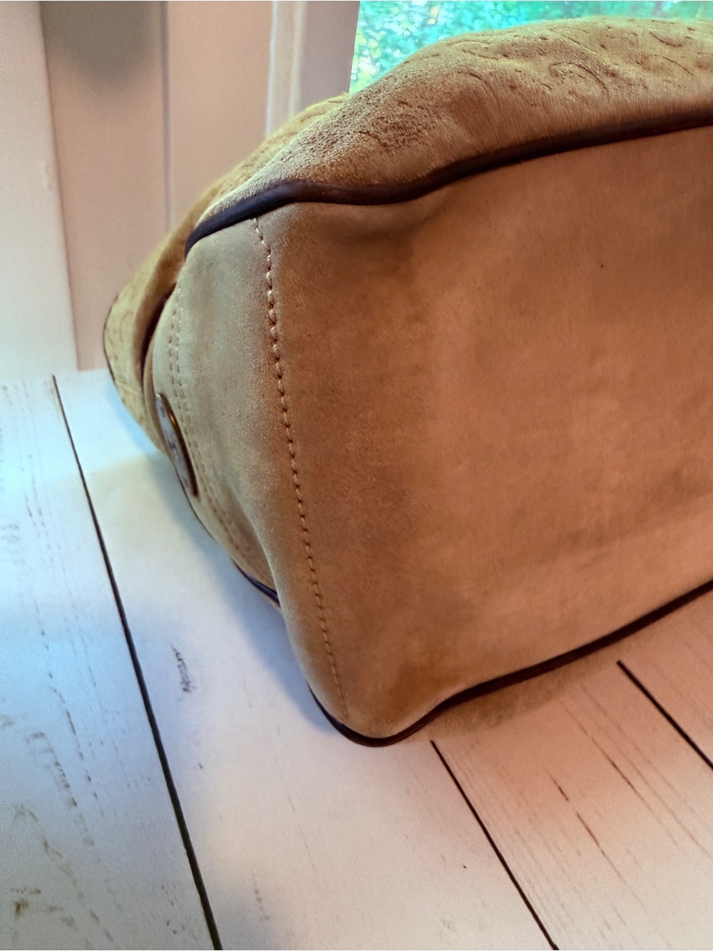 Celine | Vintage Boogie Bag in Tan C Macadam Embossed Suede - Picture 10 of 15